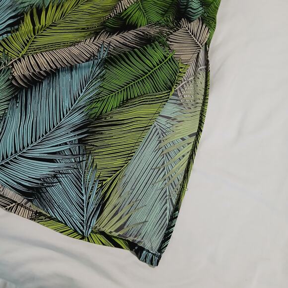 London Style Collection Med Sleeveless Slit Green/Blue Tropical print Maxi Dress - Picture 8 of 14